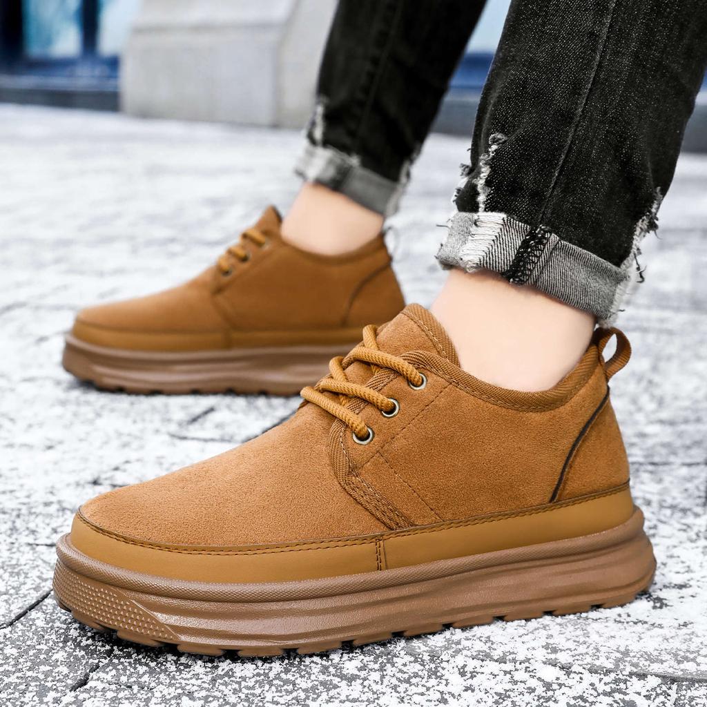 Herren Winter Baumwollschuhe mit dickem Samt und Schnürung Baumwollschuhe Freizeitschuhe rutschfest und warm Schneestiefel