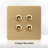 LangYeao Stainless Steel Wall Switch Socket UK Standard,1/2/3/4 Gang 1/2 Way Toggle Light Switch EU Sockets for Homes Hotels