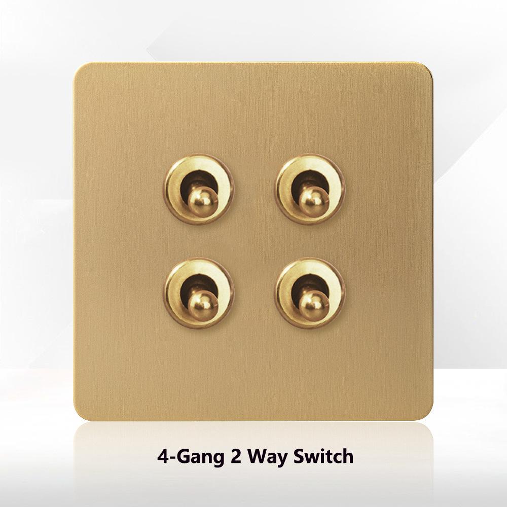 LangYeao Stainless Steel Wall Switch Socket UK Standard,1/2/3/4 Gang 1/2 Way Toggle Light Switch EU Sockets for Homes Hotels
