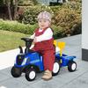 Ride-On Tractor with Trailer, Horn, Sand Toys, from 1 Year, Plastic+Metal, Blue, 91 X 29 X 44cm