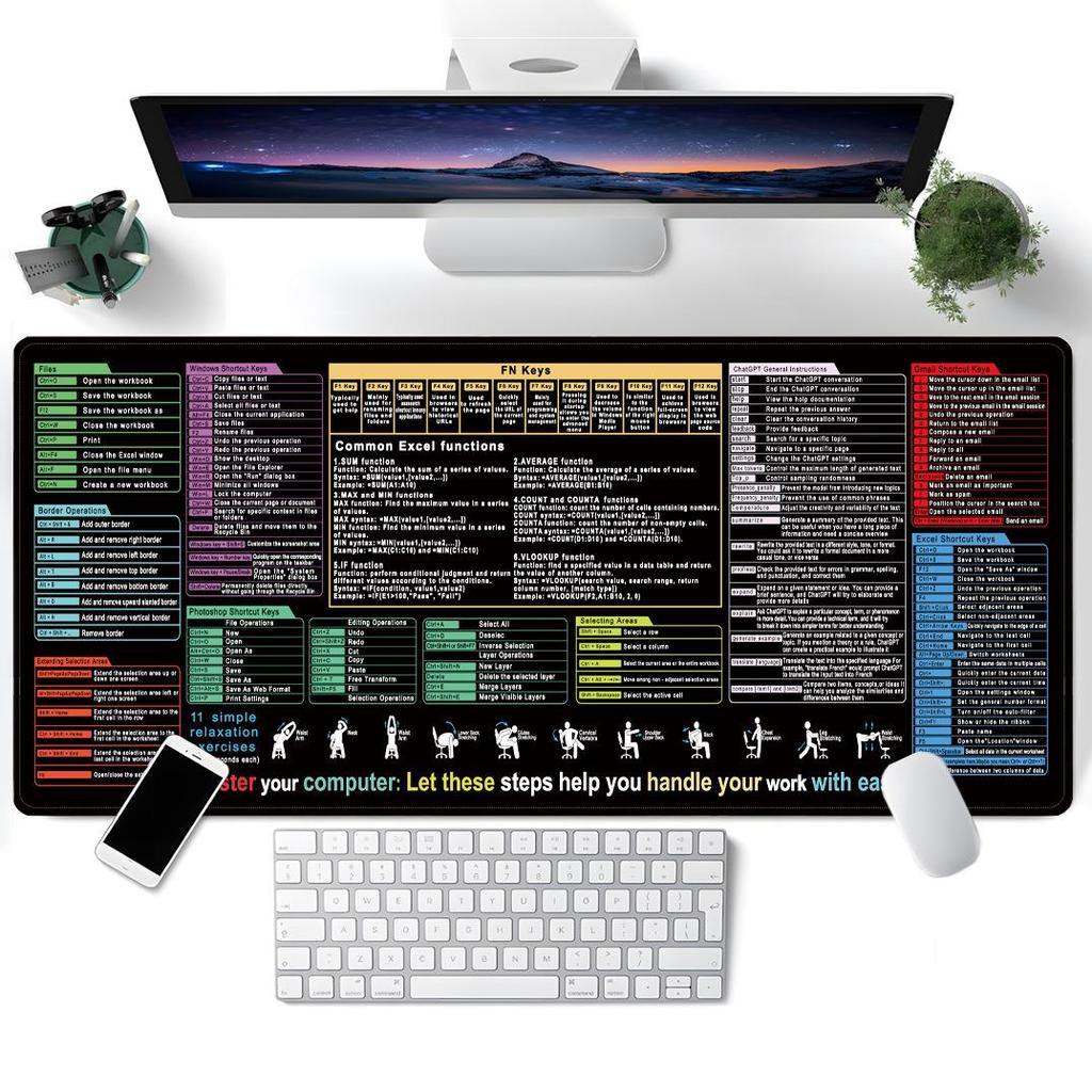 Excel Pad de Mouse Mare Antiderapant pentru Laptop & Tastatură - Uz de Birou