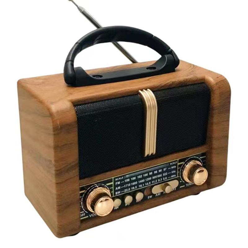 

Ретро-портативний бездротовий Bluetooth-аудіо AM/FM/SW-радіо з світлою TF-картою USB-флеш-диска MP3-плеєр коричневий