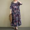 DIMANAF New 2026 Summer Beach Women Plus Size Lady Long Dress Loose Oversize Maxi Floral Print Cotton Vintage