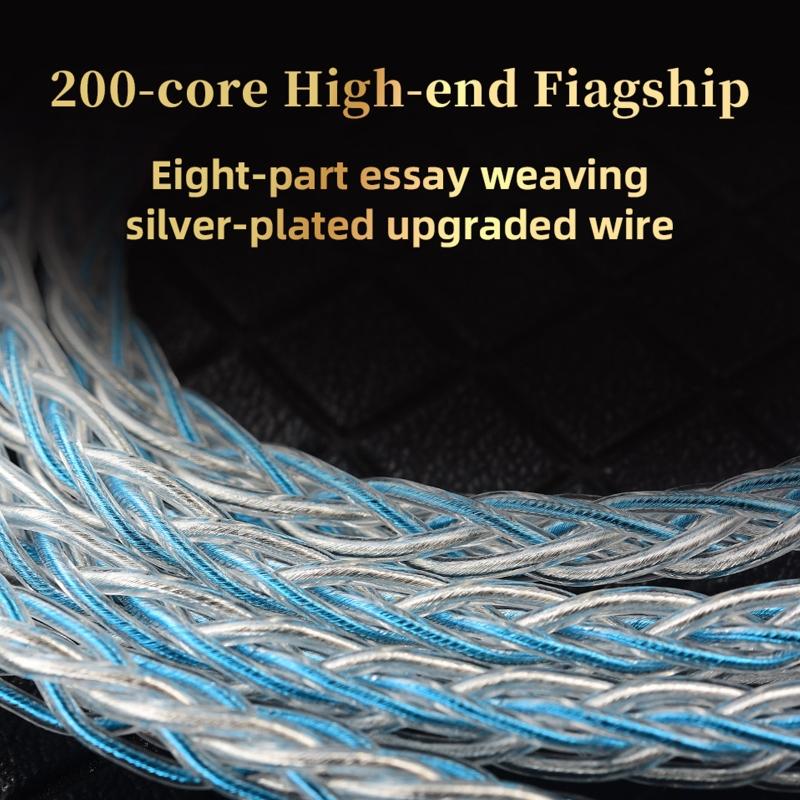 8Core Silver Plated Earphone Wire for QKZ-ZXN/ZXT/AK6 Pro 0.75mm Gold Plated Plug Earphone Extension Cable