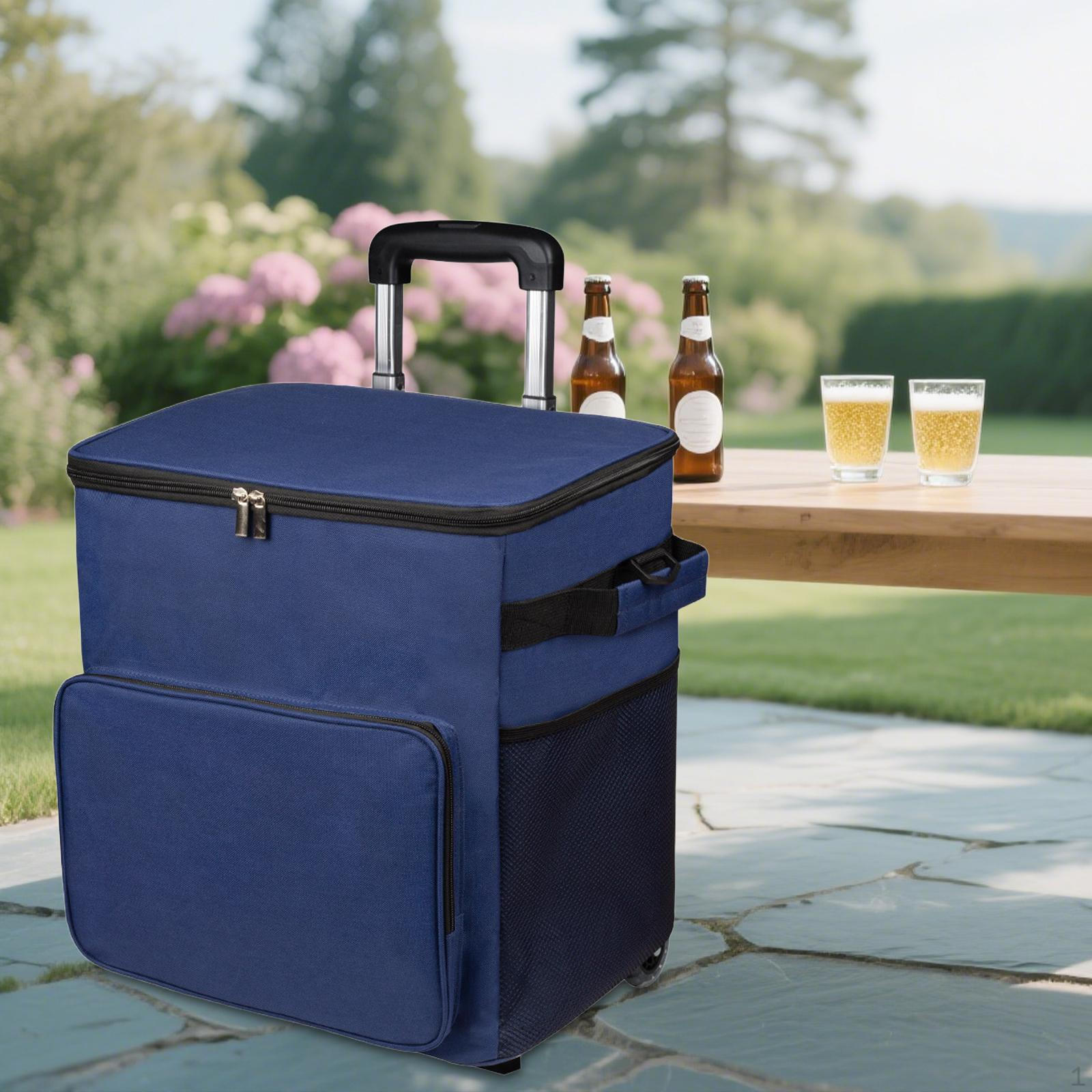 35 л Изолированная на колесиках, Портативная, Прочная и Мягкая, на колесах, Идеально подходит для Кемпинга, Пляжа, Шопинга темно-синий