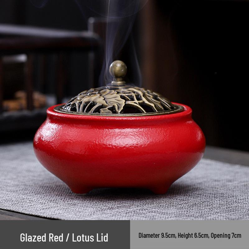 Celadon Ceramic Incense Burner - Antique Style, Small Size, Ice Crack Kiln, Sandalwood Incense Holder.