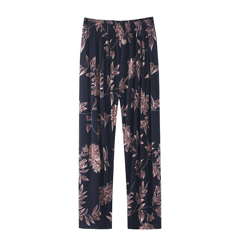 

Женские летние широкие брюки из ледяного шелка с цветочным принтом, большие размеры, эластичные повседневные свободные укороченные брюки с высокой талией One Size