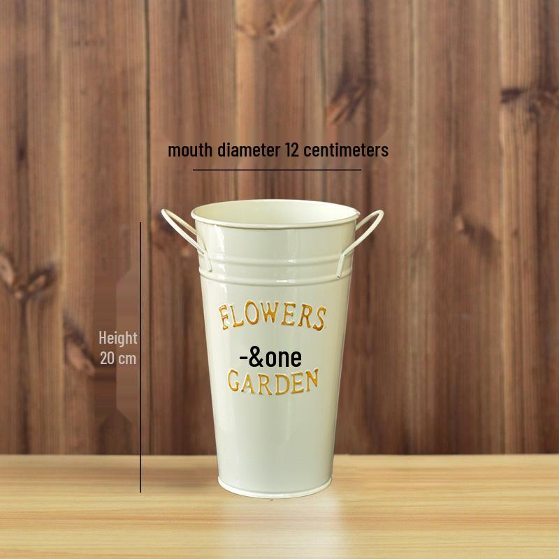 Hydration Bucket Retro Wrought Iron Flower Vase for Home Decor and Arrangements - Extra Large Dried Fresh Floral Display Cylinder