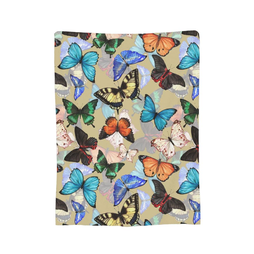 Colorful Butterfly Pattern Blankets Fleece  Winter  Breathable Warm Throw Blankets for Home Bedroom Bedding Throws