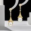 Eleganza retrò francese, orecchini in stile corte, sensazione di lusso leggero e di alta gamma, modello lungo, modellanti per il viso, goccia d'acqua