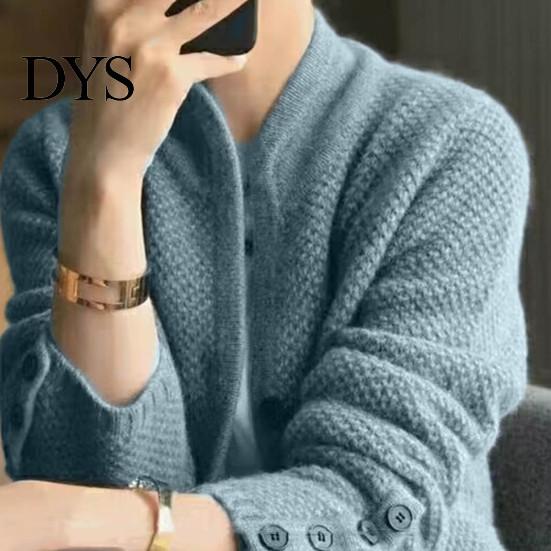 Soft Women Jacket Lady Winter Coat Knitted Thickened Single-breasted Solid Color Pockets Stand Collar Warm Button Decor Cardigan Daily Wear