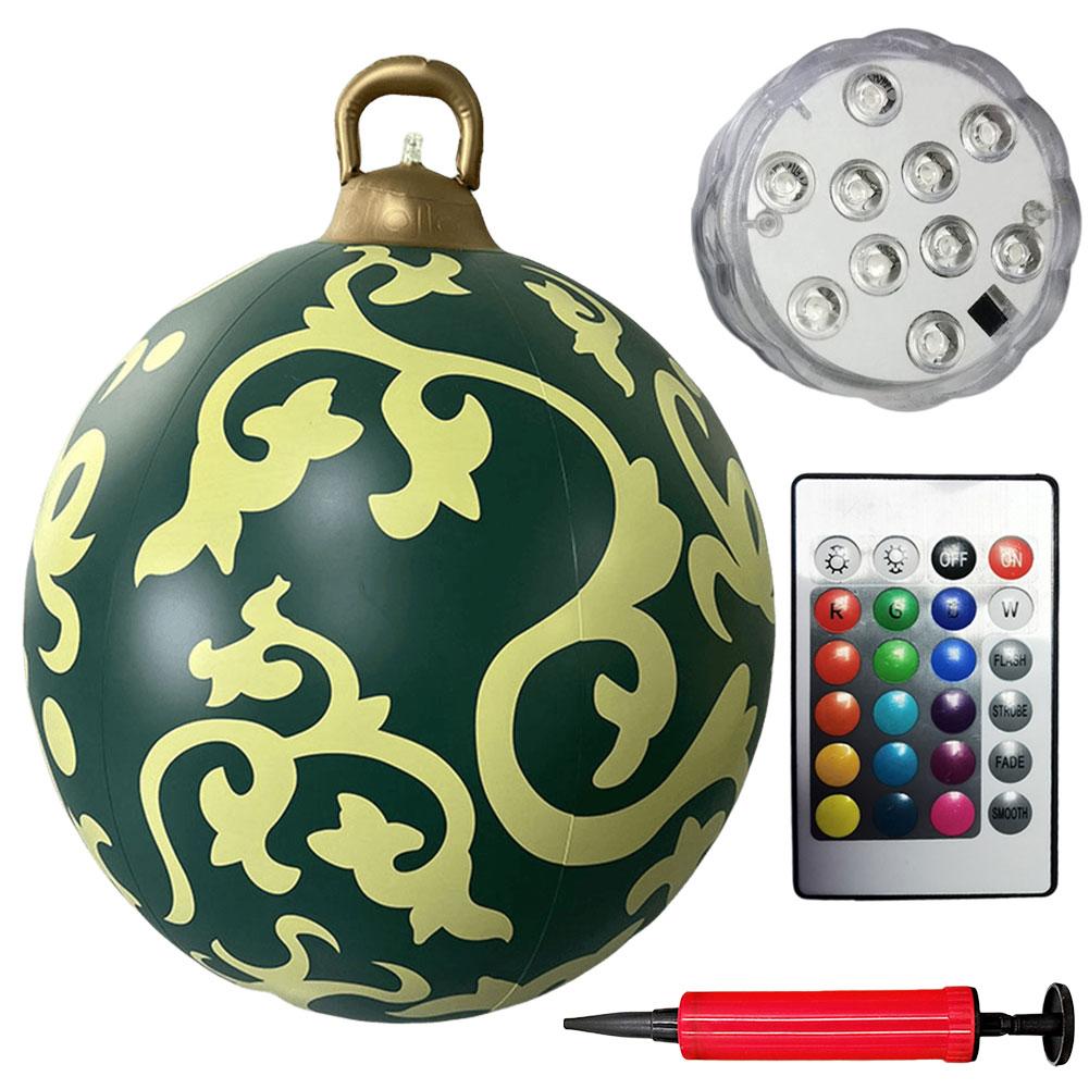 60cm Outdoor Christmas Inflatable Ball PVC Giant Big Large Balls Toy New Year Party Courtyard Decoration Tree Pendants Baubles
