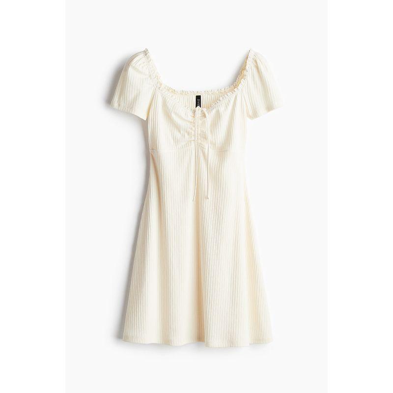 

HM Women s Clothing Dress Fall 2025 New Arrival Lace Flared Skirt Dress 1275441 Cream color 155/76