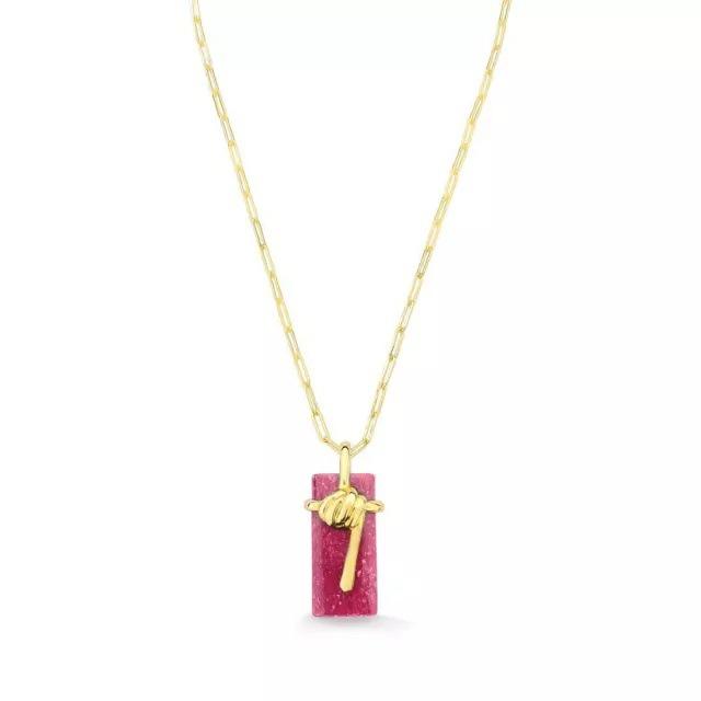 Fashion Personalized Knotted Shape Oil Drop Rectangular Pendant Necklace Electroplated Gold Color Retention