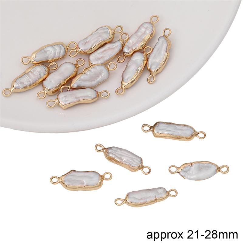 Perle Naturale de Apă Dulce Neregulate Margine Aurie Pandante Duble Suspendate Pentru Colier DIY Brățară Cercei Confecționare Bijuterii