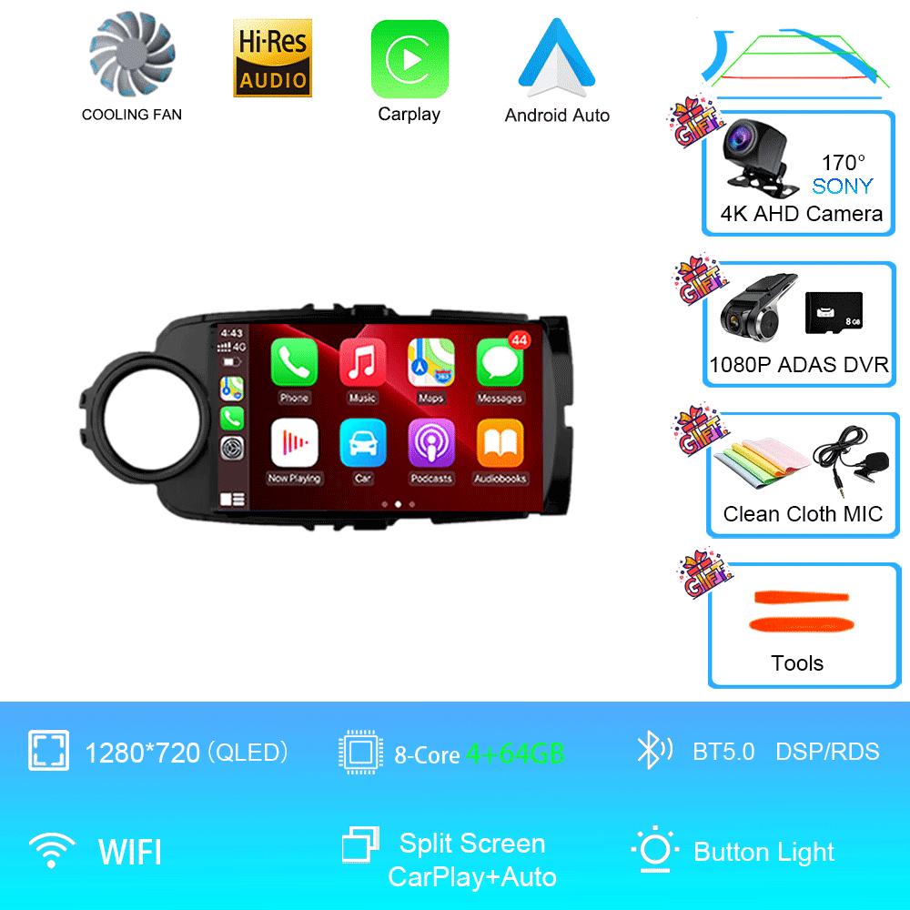 Car Radio Android 14 Autoradio For Toyota Yaris 2012 - 2017 GPS Navigation Multimedia Player Carplay Stereo 2 Din DVD WIFI+4G BT