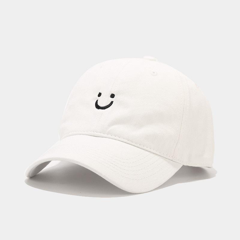 Soft Cotton Baseball Cap for Women Men Smile Face Embroidery Adjustable Low Profile Unstructured Snapback Dad Hat