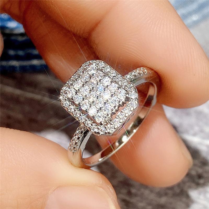 Hot-selling Factory Best-selling Factory, Exquisite Full-diamond Zircon Ring, Bronze Silver-plated Women's Ring