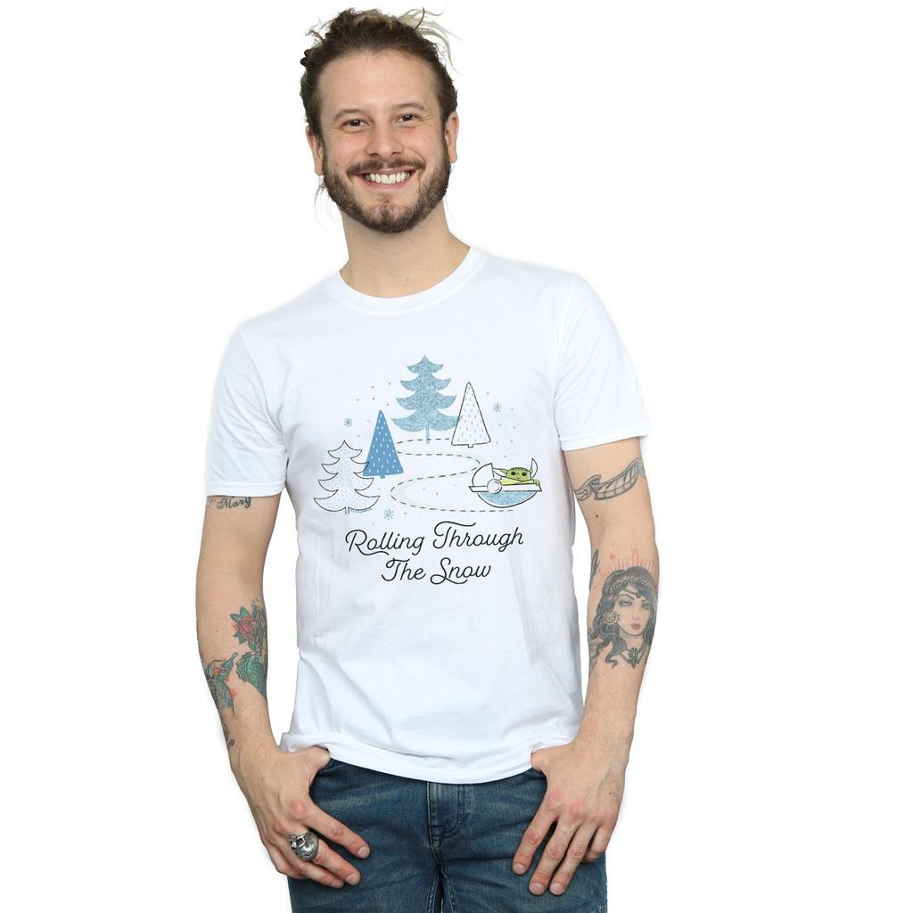 Star Wars Mens The Mandalorian Rolling Through The Snow T-Shirt