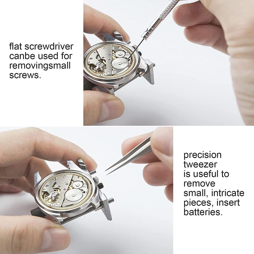 9Pcs Watch Battery Band Replacement Kit Rotate Open Watch Back Remover with Opening Knife Pry Screwdriver for Home Repair Shop