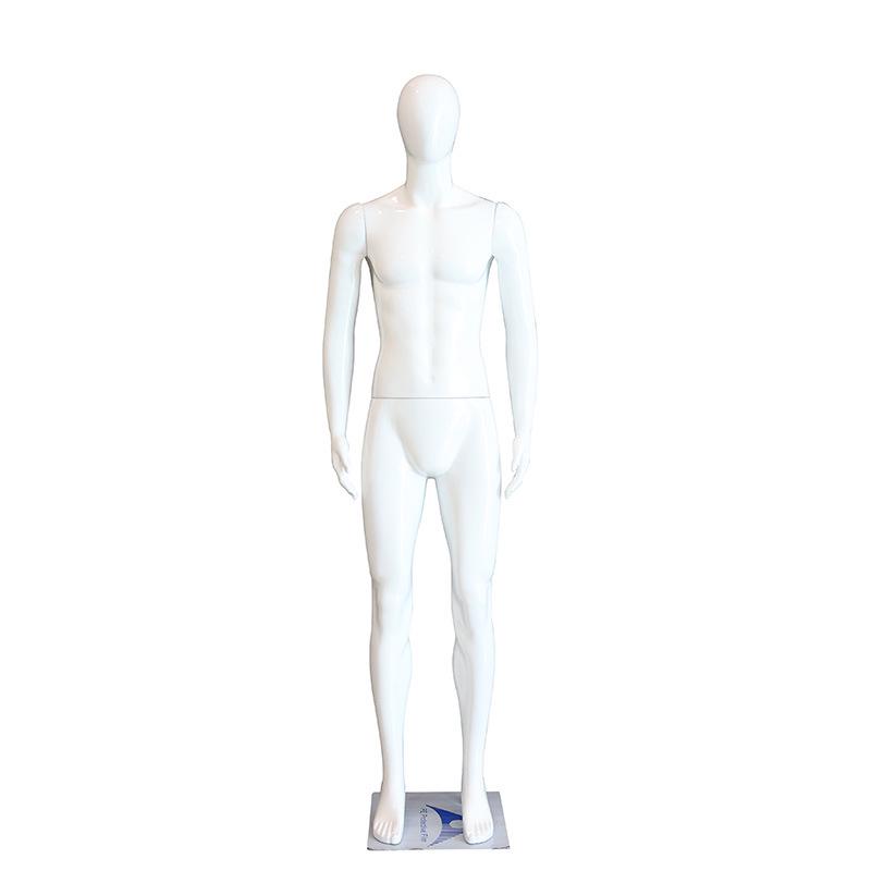 Manequim Masculino de Corpo Inteiro Estilo Coreano Branco Fosco com Rosto Galvanizado