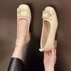 Doudou Shoes Girl 2025 Summer New Shallow Soft Leather Flat Shoes Summer Skirt Fairy Gentle Soft Sole Single Shoes