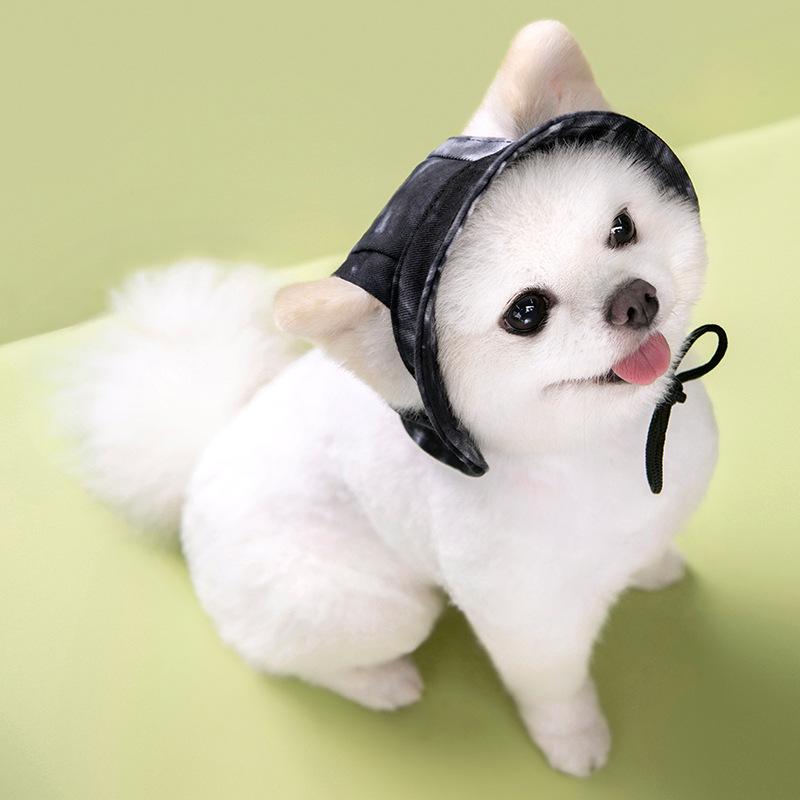 

Adjustable Cotton Dog Sun Hat with Ear Openings - Anti-Fall and Sun Protective Small чорний