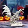 Spooky Gothic Home Ornament Halloween Skeleton Rooster, Lifelike Chicken Decoration, Animal Festival Gift for Collectors Bone Statue Desktop