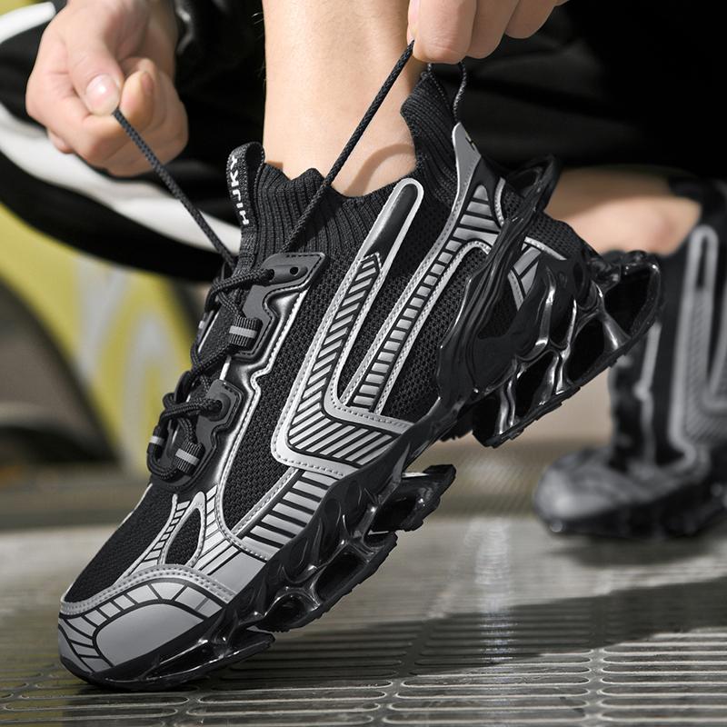 Men's Trendy Color Block Chinese Landscape Lace Up Blade Sneakers With Assorted Colors, Casual Outdoor Walking Shoes