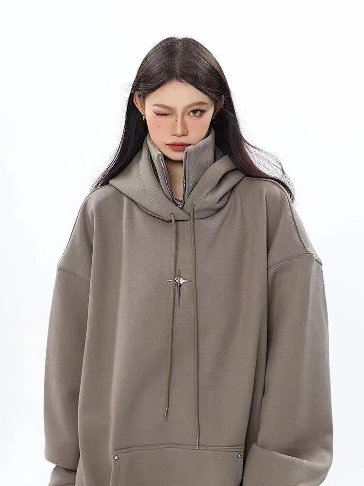 2023 Women's Trendy American Retro High Street Hip-Hop Loose Hooded Sweatshirt