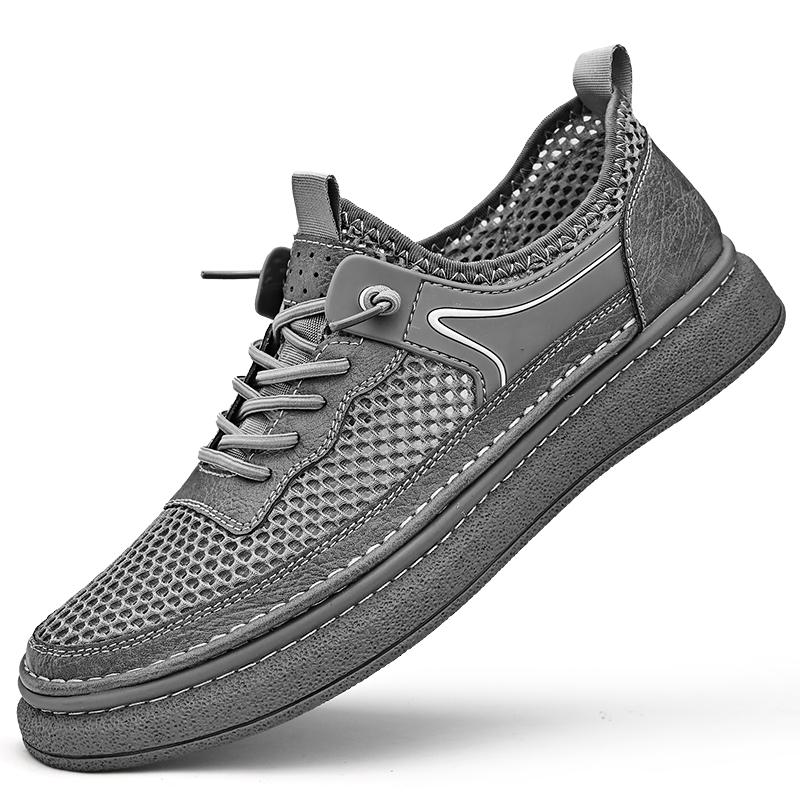 

38-44 Летняя мужская обувь больших размеров, легкая, дышащая, ручной работы, модная, повседневная обувь, кеды 44 серый