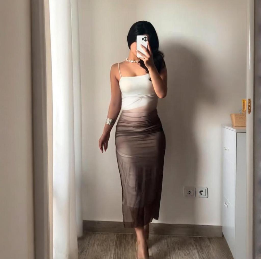 2025 Europäisches & Amerikanisches Gerafftes Farbverlauf Rüschen Trägerloses Bodycon Midi Kleid