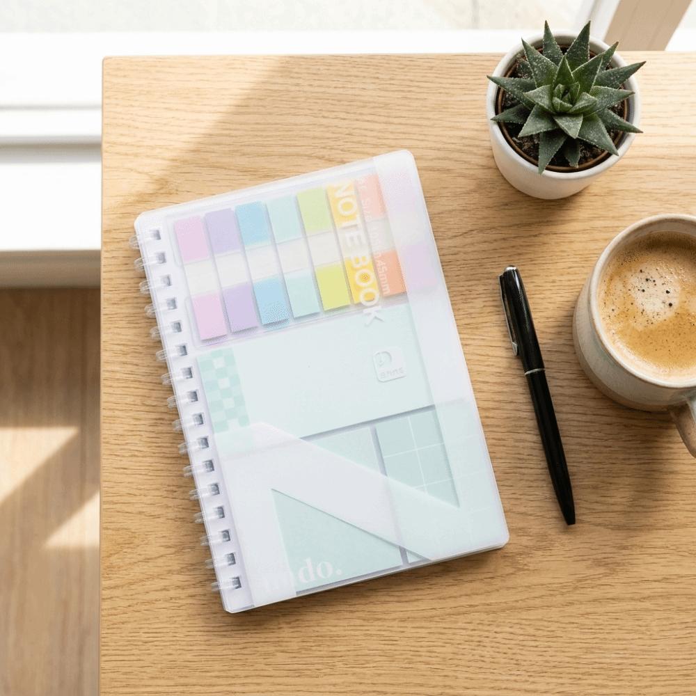 Adhesive Memo Pads Loose-Leaf Reusable Repositionable Index Tabs Expanding Sticky Notes Notebook