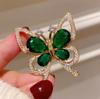 Vintage Green Rhinestone Butterfly Brooches For Women Shiny Corsage Clothing Accessories Gifts