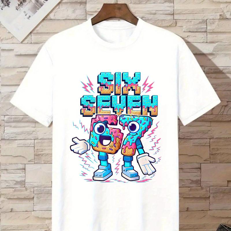 Six Seven Print Children T-shirts Summer Fashion Funny Casual Tops for Boys Girls Cute Colorful Kids Short Sleeve T-shirts