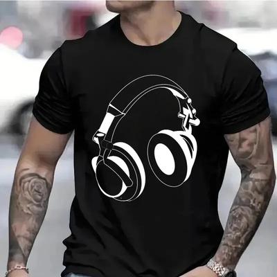 2026 New Headphones Graphic T Shirts For Unisex Unisex Crew Neck Tshirt Music Dj Pattern Tees Gift T Shirt Clothes For Husband Top