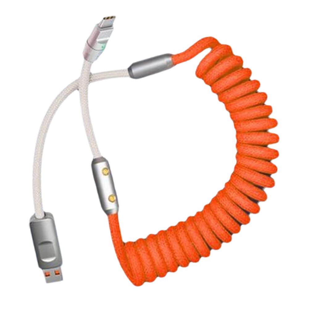 Metal Spring Charging Cable 120W Quick Charging For Phone 15 Type C Devices Charging and Data Transfer