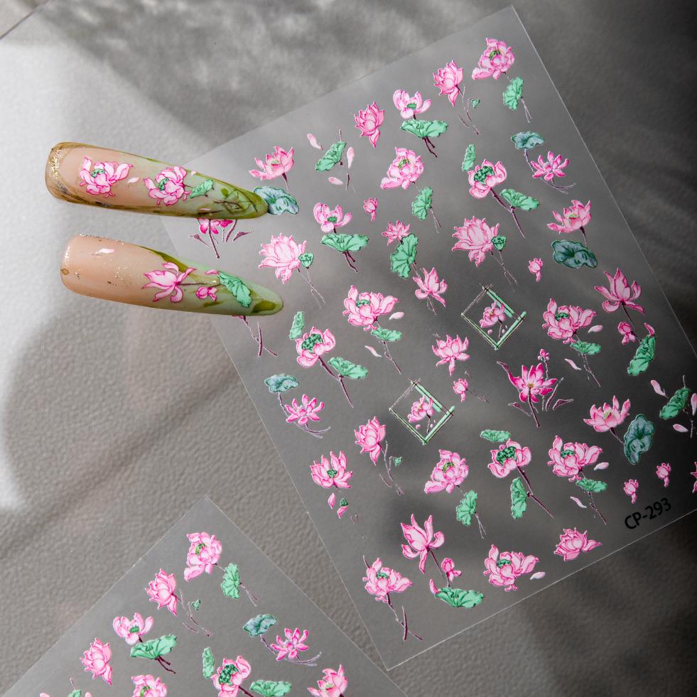 Cyansea National Style 3D Lotus Water Lily Nail Art Stickers for DIY Phone Décor CP-293