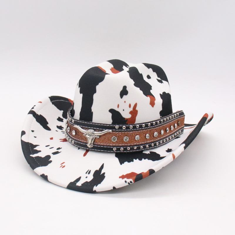 Трансграничные Европейские, Американские И Западные Джинсовые Фетровые Шляпы, Универсальные Ковбойские Шляпы Для Мужчин И Женщин, Ретро Шерстяные Шляпы-Федоры, Европейские И Американские one size (j-line cow print)
