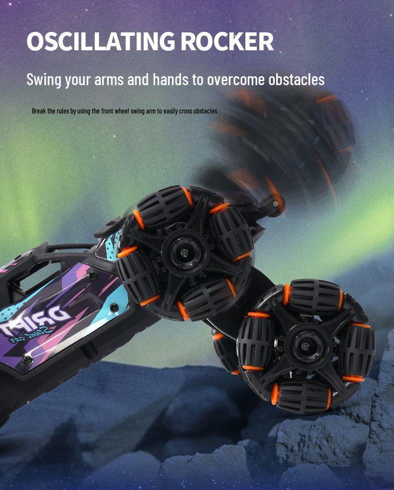 Six-Wheel Alloy Remote Control Off-Road Stunt Car with Gesture Sensing and Spray for Kids