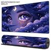 Dreamy Celestial Starry Anime Girl Mouse Pad Purple Night Moon Cloud Large Desk Mat Gaming Non-Slip Rubber Keyboard Decor Mat