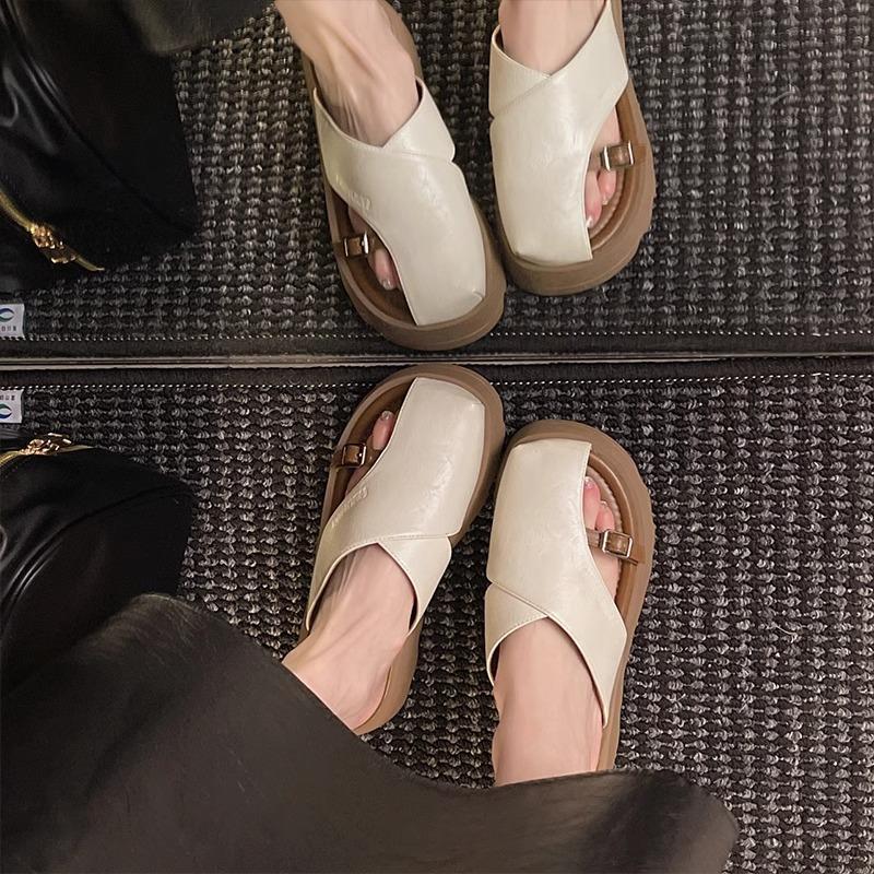 Shoes French Retro Bag Head Half Slippers Women's 2025 New Fashion Muffin Thick Sole Comfortable Versatile Sandals
