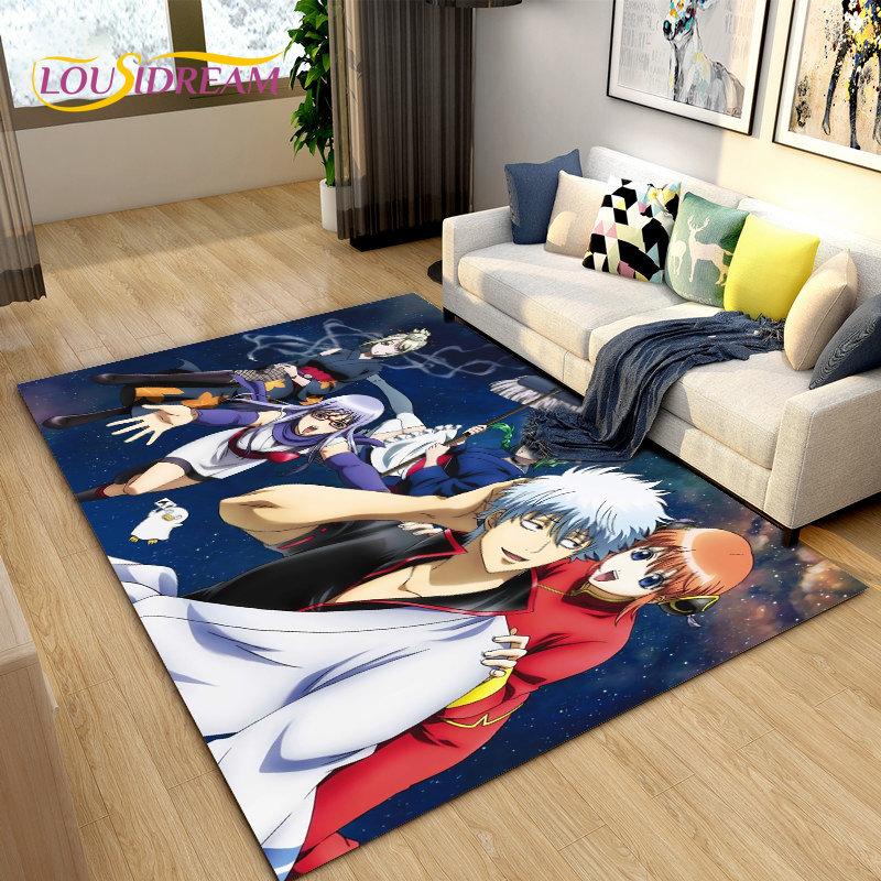 Anime Gintoki Kagura Gintama Area Rug,Carpet Rug for Living Room Bedroom Sofa Doormat Decoration, Kids Play Non-slip Floor Mat