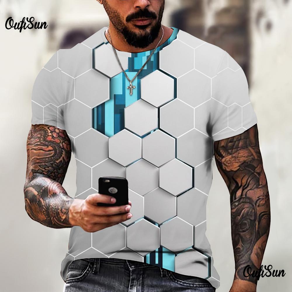 3D tričko pro muže Móda Hip Hop Topy do O Krátký rukáv Abstraktní Harajuku Pánská trička Nadměrná trička Košile Muž Oblečení