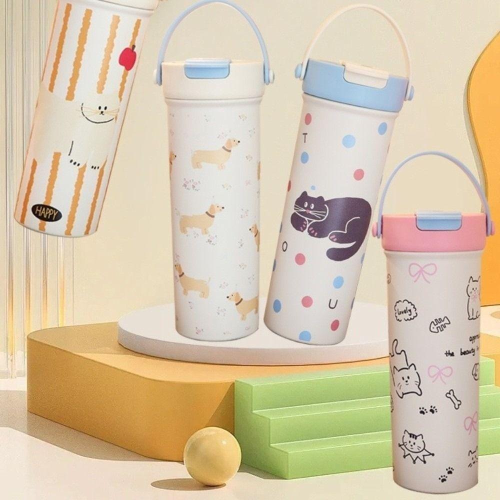 Leak-proof Insulated Cup 600ml Vacuum Flasks Water Bottle Travel Tumbler  Cold Drink