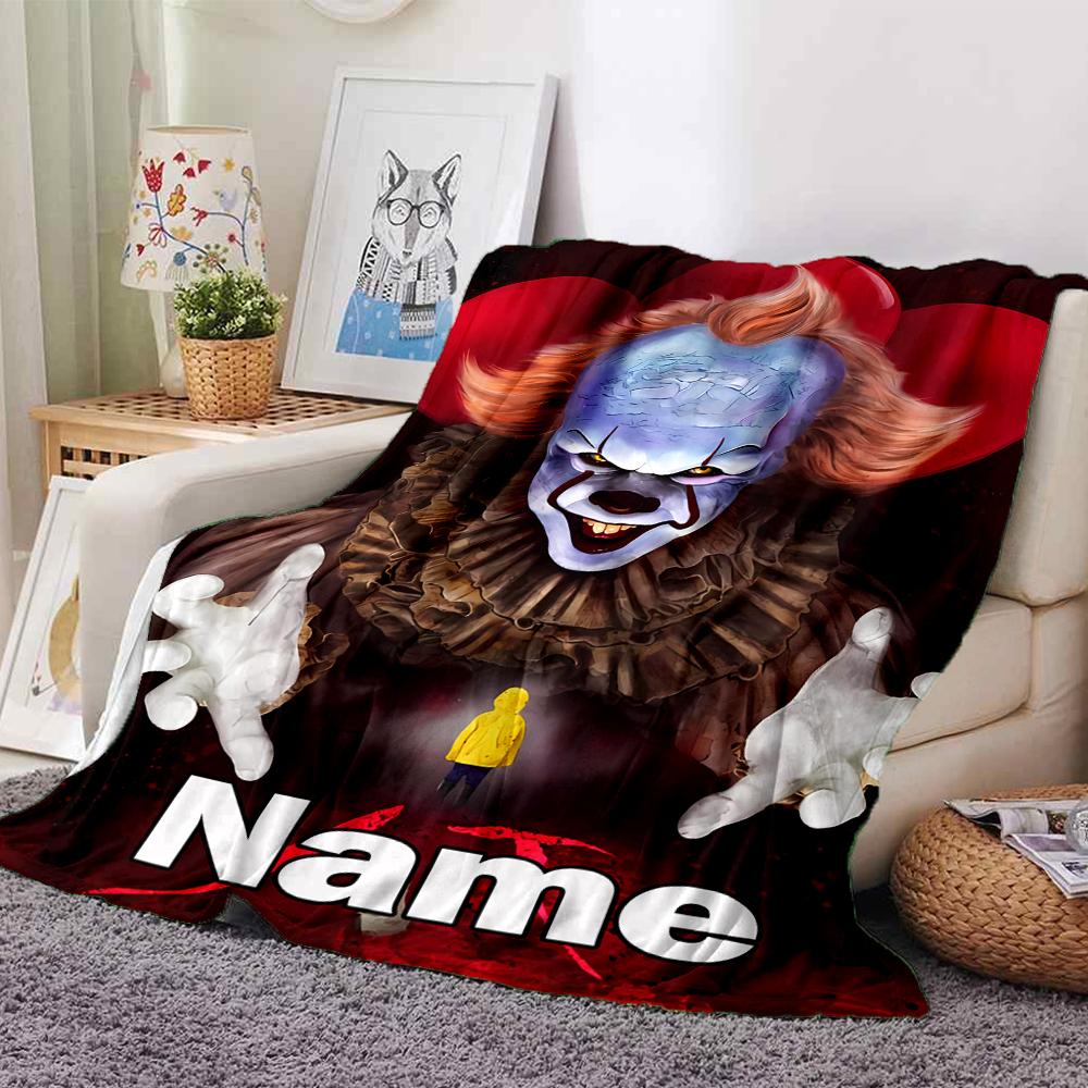 Customiz Name Personality Pennywise the Dancing Clown Blanket Soft &Warm Sofa Office Bed Travel Lunch Break Blanket, Gift Suitable All Seasons