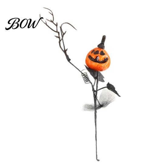 Spooky Halloween Home Decor Artificial Pumpkin Stems, Black Branch with Maple Leaves, Fake Leaf And Gothic Floral Arrangement for Vase,