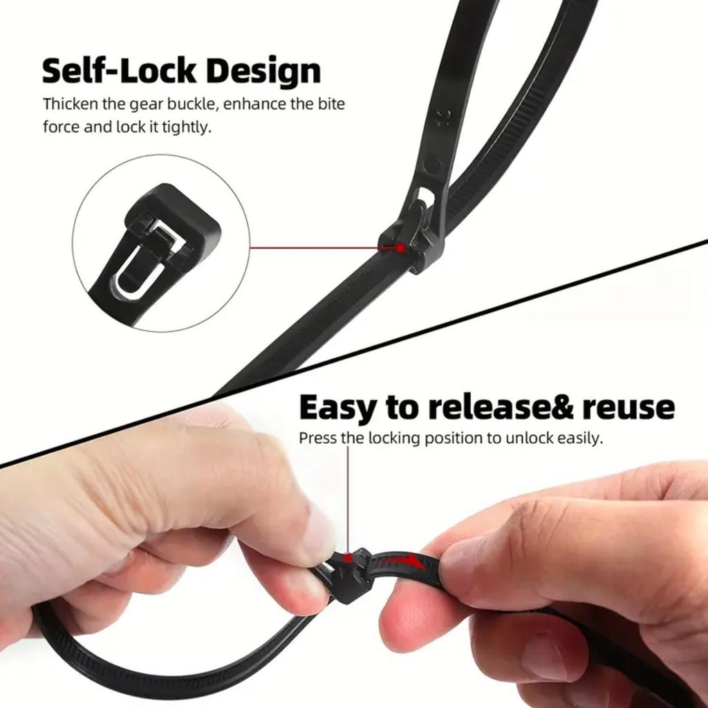 Reusable Cable Ties Nylon Material Removable Design Adjustable Ties for Home Office Cable Organizer Marker Cable Tidy Durable