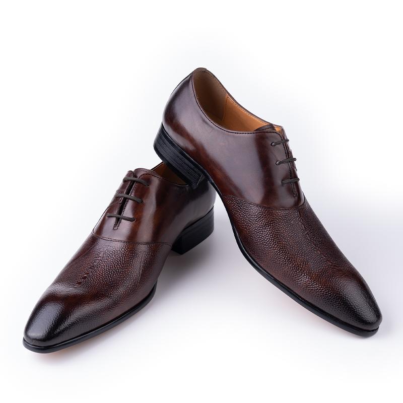 Fashion Classic Men's Leather Shoes Lace Up Fashion Genuine Leather Oxfords Men Shoes Handmade Dress Formal Office Trendy Man's Footwear