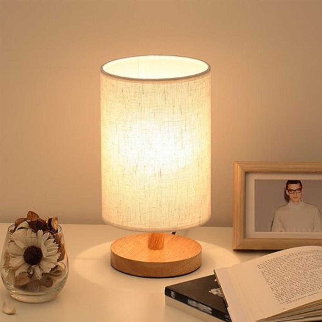 New Modern Soft Warm White Linen Touch Table Lamp - Elegant LED Nightstand Lamp with Soft Lighting for Bedroom and Living Room